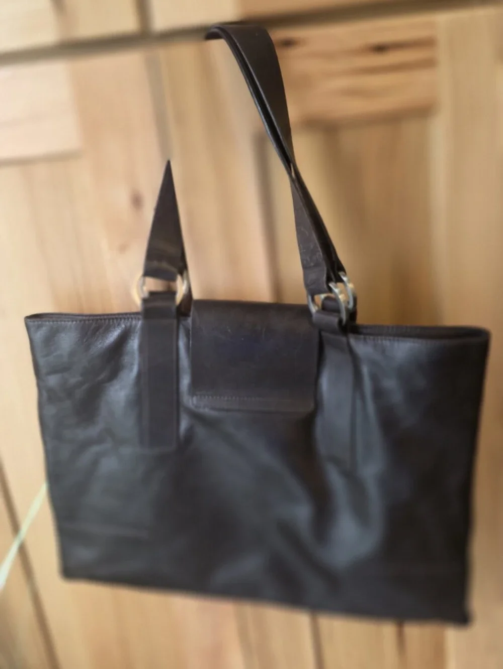 Falor Brown Leather Shoulder Bag, Made In Italy